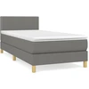 Image de vidaXL Lit boxspring avec matelas gris foncé 90x190 cm Tissu