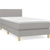 Image de vidaXL Lit boxspring avec matelas gris clair 90x200 cm Tissu