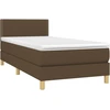 Image de vidaXL Lit boxspring avec matelas brun foncé 100x200 cm Tissu