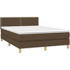 Image de vidaXL Lit boxspring avec matelas brun foncé 140x190 cm Tissu