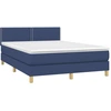 Image de vidaXL Lit boxspring avec matelas bleu 140x190 cm Tissu