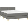 Image de vidaXL Lit boxspring avec matelas gris foncé 140x200 cm Tissu