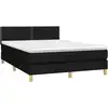 Image de vidaXL Lit boxspring avec matelas noir 140x200 cm Tissu