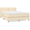 Image de vidaXL Lit boxspring avec matelas Crème 140x200 cm Tissu