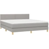 Image de vidaXL Lit boxspring avec matelas gris clair 180x200 cm Tissu
