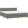 Image de vidaXL Lit boxspring avec matelas gris foncé 180x200 cm Tissu