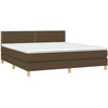 Image de vidaXL Lit boxspring avec matelas brun foncé 180x200 cm Tissu