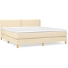 Image de vidaXL Lit boxspring avec matelas Crème 180x200 cm Tissu