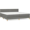 Image de vidaXL Lit boxspring avec matelas gris foncé 200x200 cm Tissu