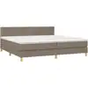 Image de vidaXL Lit boxspring avec matelas Taupe 200x200 cm Tissu