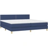 Image de vidaXL Lit boxspring avec matelas bleu 200x200 cm Tissu