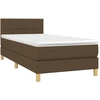 Image de vidaXL Lit boxspring avec matelas brun foncé 80x200 cm Tissu
