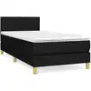 Image de vidaXL Lit boxspring avec matelas noir 90x190 cm Tissu