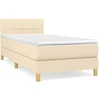 Image de vidaXL Lit boxspring avec matelas Crème 90x190 cm Tissu