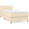 Image de vidaXL Lit boxspring avec matelas Crème 90x200 cm Tissu