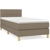 Image de vidaXL Lit boxspring avec matelas Taupe 100x200 cm Tissu