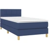 Image de vidaXL Lit boxspring avec matelas bleu 100x200 cm Tissu