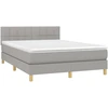 Image de vidaXL Lit boxspring avec matelas gris clair 140x190 cm Tissu