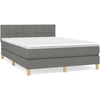 Image de vidaXL Lit boxspring avec matelas gris foncé 140x190 cm Tissu