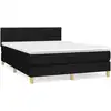 Image de vidaXL Lit boxspring avec matelas noir 140x190 cm Tissu