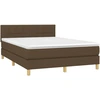 Image de vidaXL Lit boxspring avec matelas brun foncé 140x190 cm Tissu