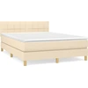 Image de vidaXL Lit boxspring avec matelas Crème 140x200 cm Tissu