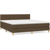 Image de vidaXL Lit boxspring avec matelas brun foncé 160x200 cm Tissu