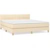 Image de vidaXL Lit boxspring avec matelas Crème 160x200 cm Tissu