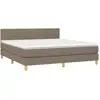 Image de vidaXL Lit boxspring avec matelas Taupe 180x200 cm Tissu