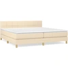 Image de vidaXL Lit boxspring avec matelas Crème 200x200 cm Tissu