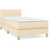 Image de vidaXL Lit boxspring avec matelas Crème 80x200 cm Tissu
