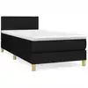 Image de vidaXL Lit boxspring avec matelas noir 90x190 cm Tissu