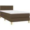Image de vidaXL Lit boxspring avec matelas brun foncé 90x190 cm Tissu