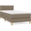 Image de vidaXL Lit boxspring avec matelas Taupe 90x190 cm Tissu