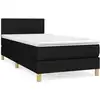 Image de vidaXL Lit boxspring avec matelas noir 90x200 cm Tissu
