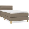 Image de vidaXL Lit boxspring avec matelas Taupe 90x200 cm Tissu