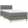 Image de vidaXL Lit boxspring avec matelas gris foncé 100x200 cm Tissu