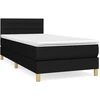 Image de vidaXL Lit boxspring avec matelas noir 100x200 cm tissu