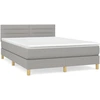 Image de vidaXL Lit boxspring avec matelas gris clair 140x190 cm Tissu