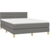 Image de vidaXL Lit boxspring avec matelas gris foncé 140x190 cm Tissu