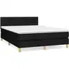Image de vidaXL Lit boxspring avec matelas noir 140x190 cm Tissu