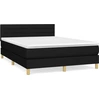 Image de vidaXL Lit boxspring avec matelas noir 140x200 cm Tissu