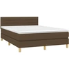 Image de vidaXL Lit boxspring avec matelas Marron foncé 140x200 cm Tissu