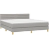 Image de vidaXL Lit boxspring avec matelas gris clair 160x200 cm Tissu
