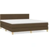 Image de vidaXL Lit boxspring avec matelas brun foncé 160x200 cm Tissu