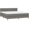 Image de vidaXL Lit boxspring avec matelas gris foncé 180x200 cm Tissu