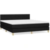 Image de vidaXL Lit boxspring avec matelas noir 180x200 cm Tissu