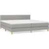 Image de vidaXL Lit boxspring avec matelas gris clair 200x200 cm Tissu
