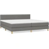 Image de vidaXL Lit boxspring avec matelas gris foncé 200x200 cm Tissu
