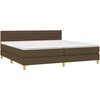 Image de vidaXL Lit boxspring avec matelas brun foncé 200x200 cm Tissu